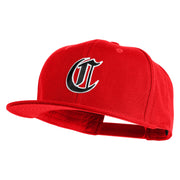 Old English Black C Patched 6 Panels Round Bill Cap - Red OSFM