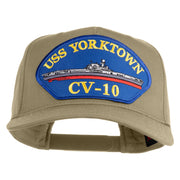USS Yorktown CV 10 Blue Patched Solid Cotton Twill 5 Panel Prostyle Snap Cap - Khaki OSFM