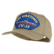 USS Yorktown CV 10 Blue Patched Solid Cotton Twill 5 Panel Prostyle Snap Cap - Khaki OSFM