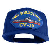 USS Yorktown CV 10 Blue Patched Solid Cotton Twill 5 Panel Prostyle Snap Cap - Royal OSFM