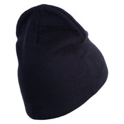 US Marines Retired Flag Symbol Embroidered 8 Inch Short Beanie Made in USA - Navy OSFM