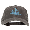 Schooner Outline Embroidered Washed Buckle Cap