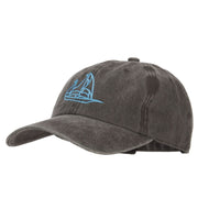 Schooner Outline Embroidered Washed Buckle Cap