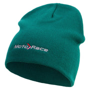 Moto Race Embroidered 8 Inch Short Beanie - Dk-Green OSFM