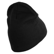 US Marines Retired Flag Symbol Embroidered 8 Inch Short Beanie Made in USA - Black OSFM