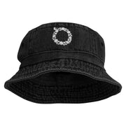 Winter Wreath Embroidered Pigment Dyed Bucket Hat - Black OSFM