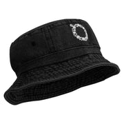 Winter Wreath Embroidered Pigment Dyed Bucket Hat - Black OSFM