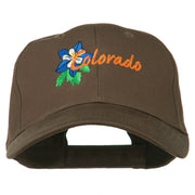 USA State Colorado Columbine Embroidered Low Profile Cotton Cap