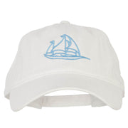 Schooner Outline Embroidered Washed Buckle Cap