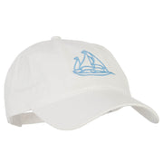 Schooner Outline Embroidered Washed Buckle Cap