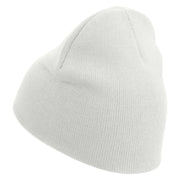 Moto Race Embroidered 8 Inch Short Beanie - White OSFM