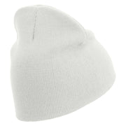 Moto Race Embroidered 8 Inch Short Beanie - White OSFM