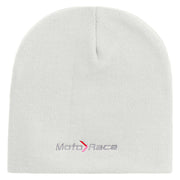 Moto Race Embroidered 8 Inch Short Beanie - White OSFM