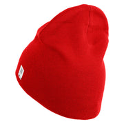 US Marines Retired Flag Symbol Embroidered 8 Inch Short Beanie Made in USA - Red OSFM