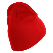 US Marines Retired Flag Symbol Embroidered 8 Inch Short Beanie Made in USA - Red OSFM