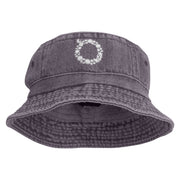 Winter Wreath Embroidered Pigment Dyed Bucket Hat - Charcoal OSFM