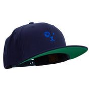 Dog Face Icon Embroidered Wool Blend Prostyle Snapback - Navy OSFM