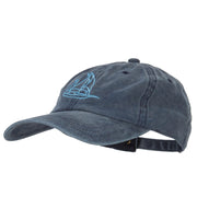 Schooner Outline Embroidered Washed Buckle Cap