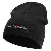 Moto Race Embroidered 8 Inch Short Beanie - Black OSFM
