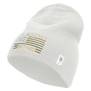 US Marines Retired Flag Symbol Embroidered 8 Inch Short Beanie Made in USA - White OSFM
