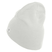 US Marines Retired Flag Symbol Embroidered 8 Inch Short Beanie Made in USA - White OSFM