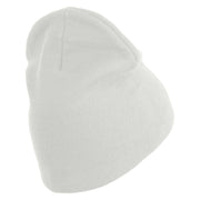 US Marines Retired Flag Symbol Embroidered 8 Inch Short Beanie Made in USA - White OSFM