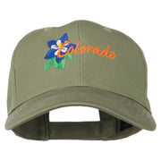 USA State Colorado Columbine Embroidered Low Profile Cotton Cap