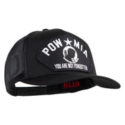 POW MIA You Are Not Forgotten Patched Solid Cotton Twill 5 panel Mesh Back Cap - Black OSFM