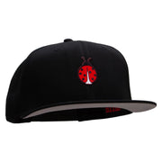 Small Lady Bug Patched Superior Cotton Twill Flat Bill Snapback Prostyle Cap - Black OSFM