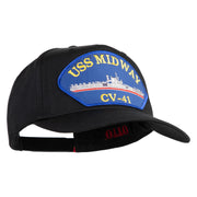 USS Midway CV 41 Blue Patched Solid Cotton Twill 5 Panel Prostyle Snap Cap - Black OSFM