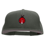 Small Lady Bug Patched Superior Cotton Twill Flat Bill Snapback Prostyle Cap - Charcoal OSFM