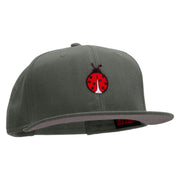 Small Lady Bug Patched Superior Cotton Twill Flat Bill Snapback Prostyle Cap - Charcoal OSFM