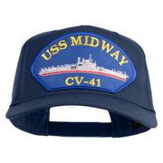 USS Midway CV 41 Blue Patched Solid Cotton Twill 5 Panel Prostyle Snap Cap - Navy OSFM