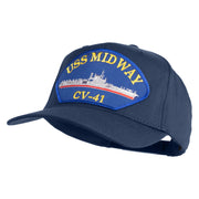 USS Midway CV 41 Blue Patched Solid Cotton Twill 5 Panel Prostyle Snap Cap - Navy OSFM