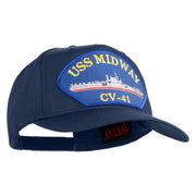 USS Midway CV 41 Blue Patched Solid Cotton Twill 5 Panel Prostyle Snap Cap - Navy OSFM