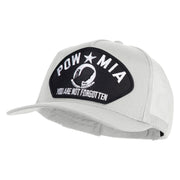 POW MIA You Are Not Forgotten Patched Solid Cotton Twill 5 panel Mesh Back Cap - White OSFM