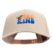 Bee Kind Symbol Embroidered Solid Cotton Twill 5 Panel Prostyle Snap Cap - Khaki OSFM