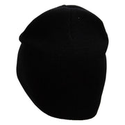 Square Illusion Embroidered 8 inch Acrylic Short Blank Beanie - Black OSFM