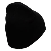 Square Illusion Embroidered 8 inch Acrylic Short Blank Beanie - Black OSFM