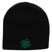 Square Illusion Embroidered 8 inch Acrylic Short Blank Beanie - Black OSFM