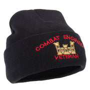 Combat Engineer Veteran Logo Embroidered 12 Inch Long Knitted Beanie