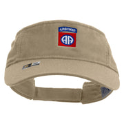 Licensed 82nd Airborne Military Embroidered Cotton Twill Washed Visor - Khaki OSFM