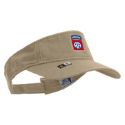 Licensed 82nd Airborne Military Embroidered Cotton Twill Washed Visor - Khaki OSFM