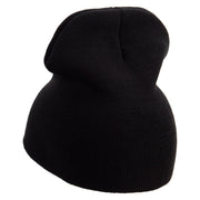 Cute Valentines Day Logo Embroidered 8 inch Acrylic Short Beanie - Black OSFM