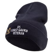 Coast Gurad Veteran Embroidered 12 Inch Long Knitted Beanie - Black OSFM