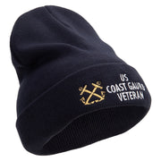 Coast Gurad Veteran Embroidered 12 Inch Long Knitted Beanie - Black OSFM