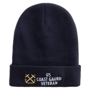 Coast Gurad Veteran Embroidered 12 Inch Long Knitted Beanie - Black OSFM