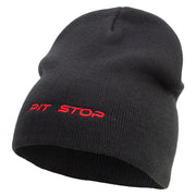 Pit Shop Embroidered 8 Inch Short Beanie - Black OSFM