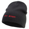 Pit Shop Embroidered 8 Inch Short Beanie - Black OSFM