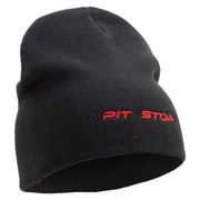 Pit Shop Embroidered 8 Inch Short Beanie - Black OSFM